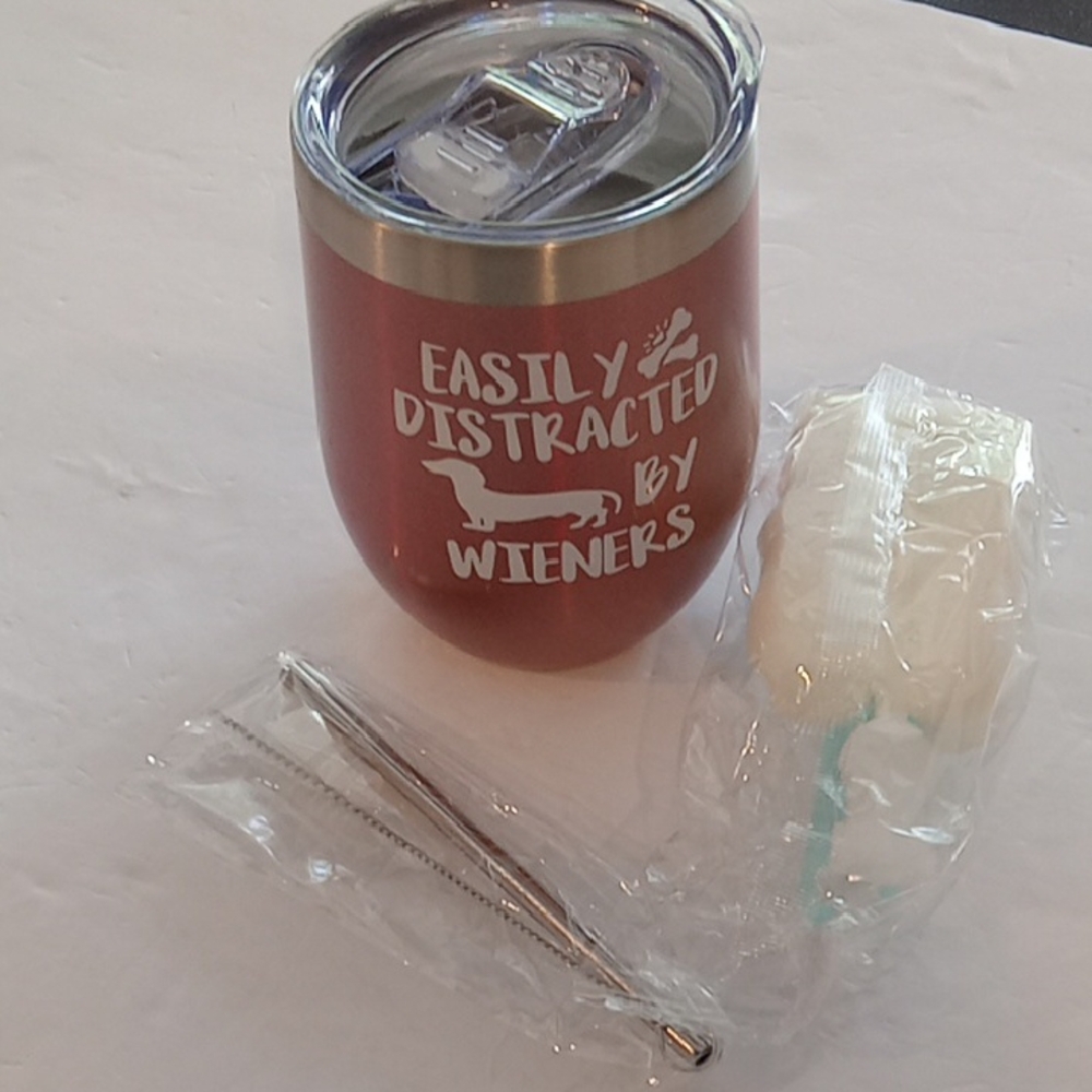 "Easily Distracted by Wieners" Dashound Wine Tumbler